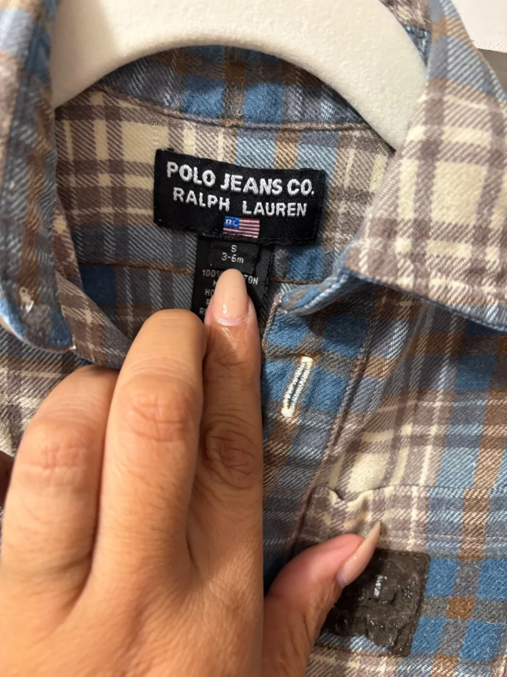 Ralph Lauren Infant Boys Sz 6M Blue Plaid Flannel One Piece Jumpsuit